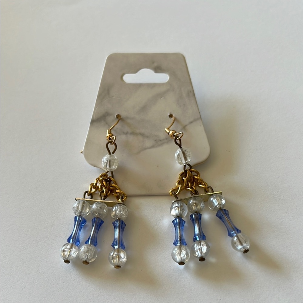 44 Elegant Blue and Gold Dangle Earrings
